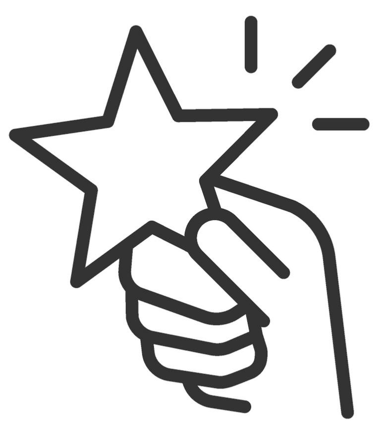 Drawn fist holding a sparkling star