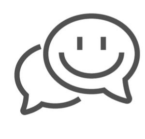 Drawn image of 2 conversational smiley bubbles