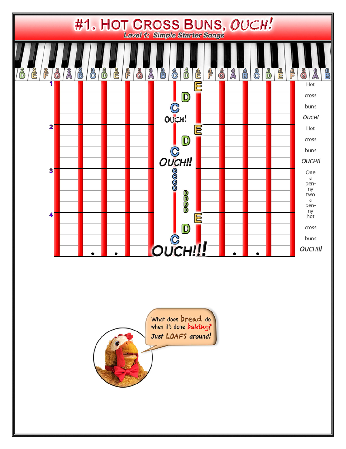 Preview of the Level 1 Hot Cross Buns sheet music