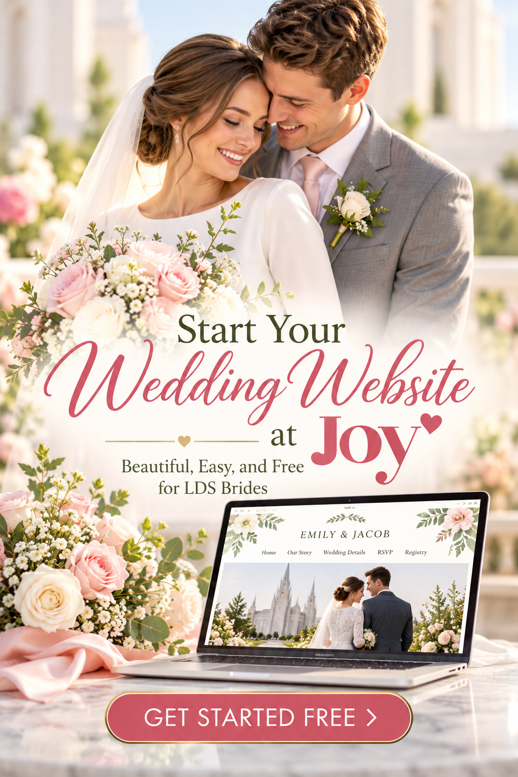 Example Wedding Website from JOY, Free Wedding Websites and Registry