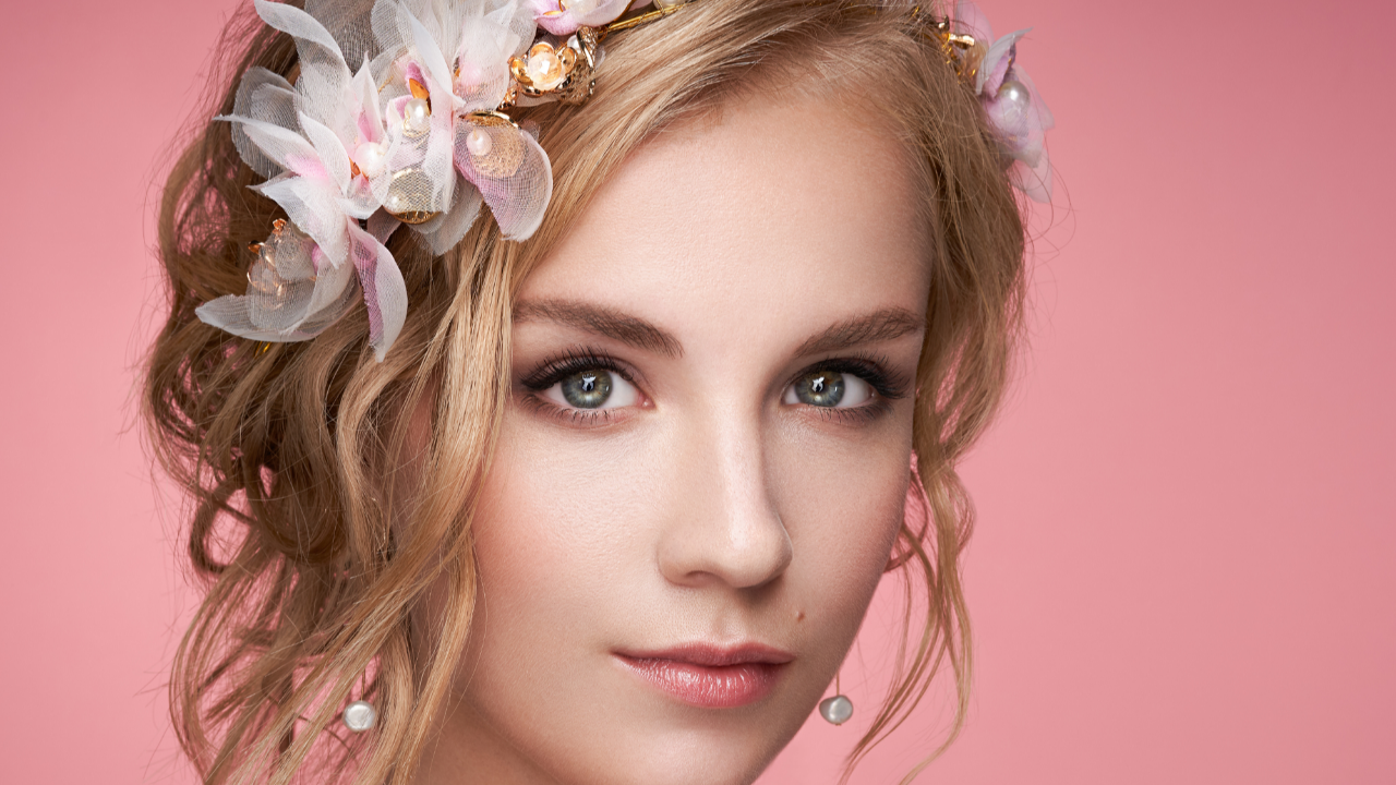 Traditional Bride wedding personality featuring a classic, elegant bride with timeless beauty, delicate floral headpiece, and refined wedding style inspiration for LDS brides.