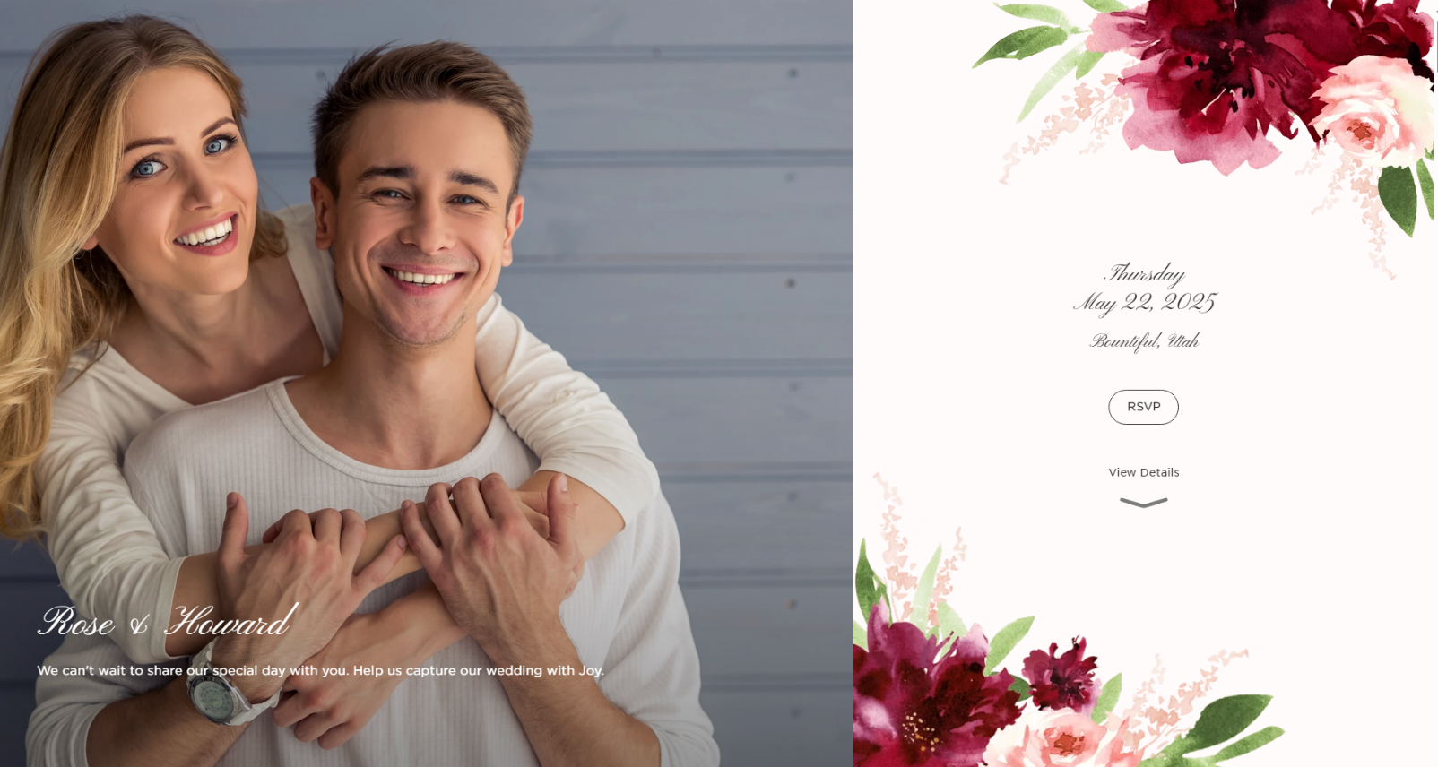 Example Wedding Website from JOY, Free Wedding Websites and Registry