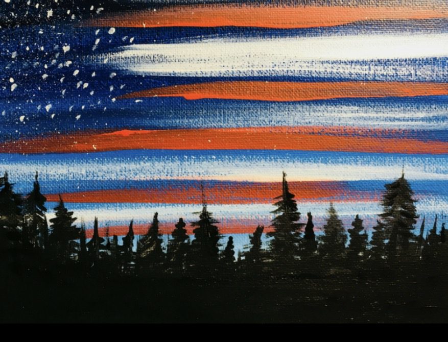 Patriotic Flag canvas painting design for a paint and sip party in Cleveland