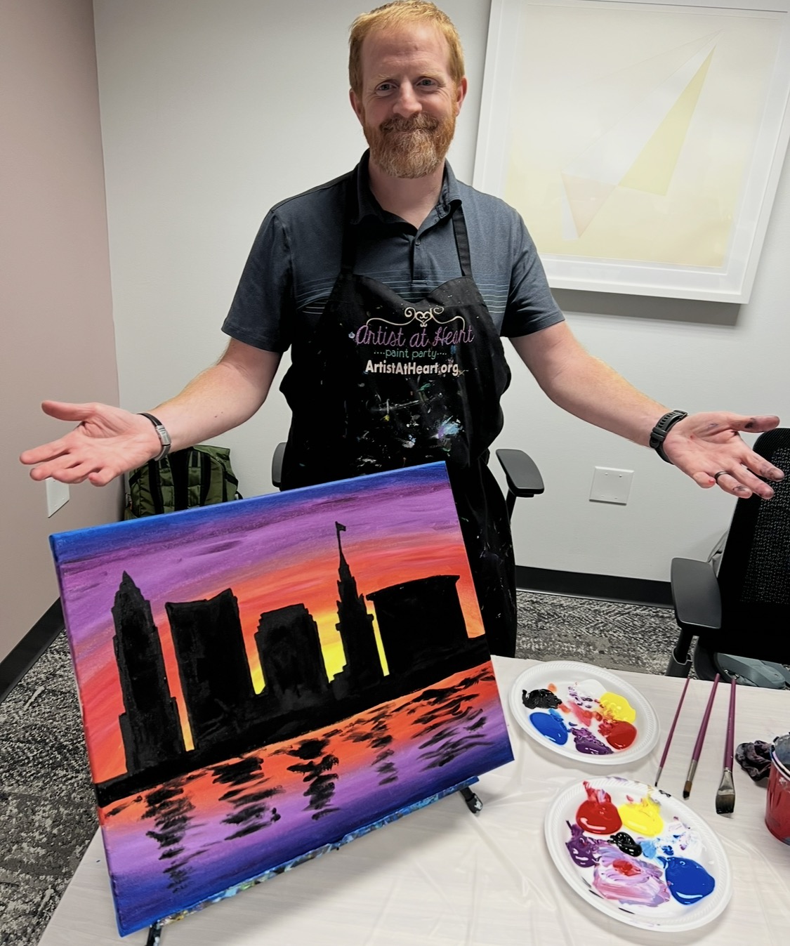 Cleveland Skyline canvas painting design for a paint and sip party in Cleveland