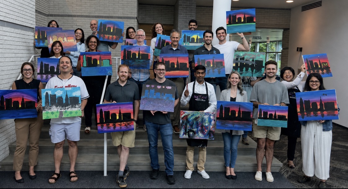 Corporate team building paint and sip event in Cleveland