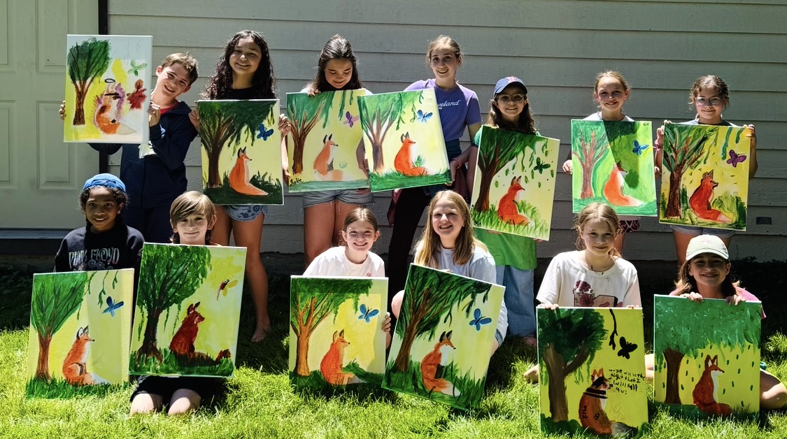 Fox canvas painting design for a paint and sip party in Cleveland