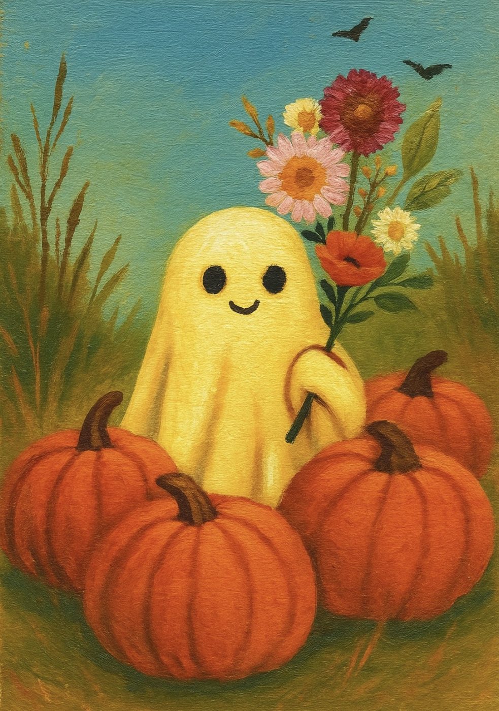 Ghost Pumpkins canvas painting design for a paint and sip party in Cleveland