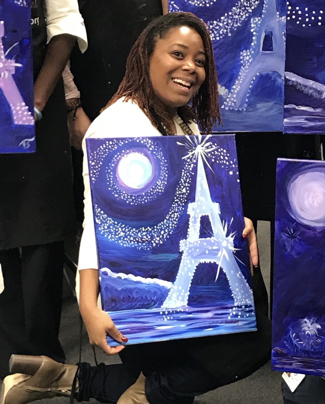 Eiffel Tower canvas painting design for a paint and sip party in Cleveland