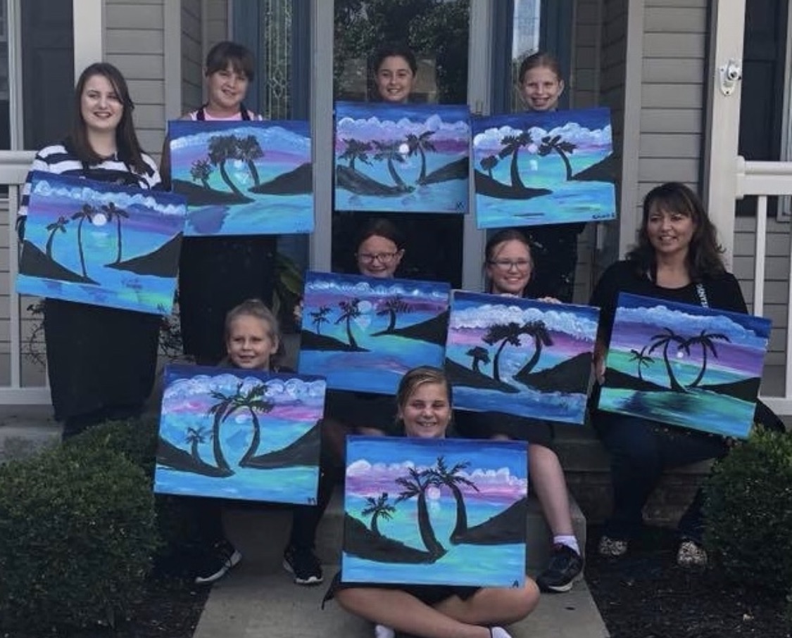 Palm Trees canvas painting design for a paint and sip party in Cleveland