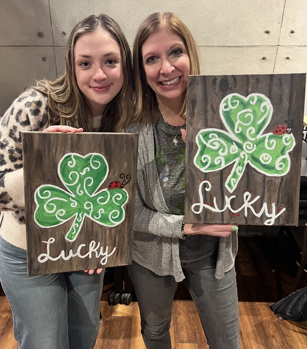 Shamrock canvas painting design for a paint and sip party in Cleveland