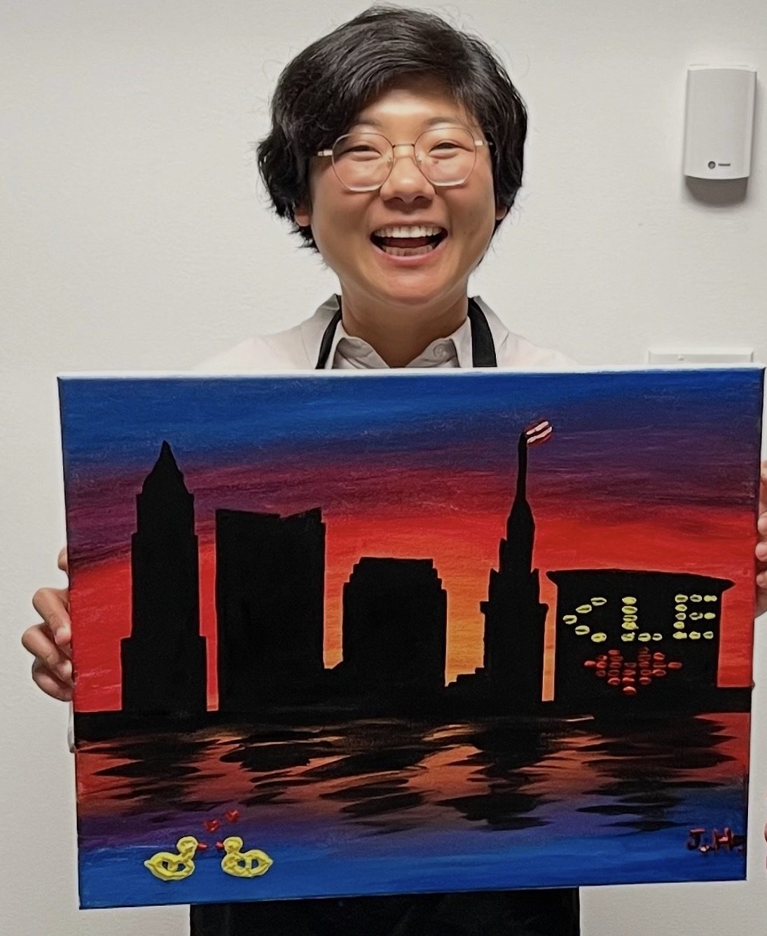 Guests at an Artist at Heart paint and sip party in Cleveland