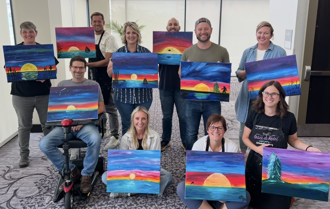 Private paint and sip party for a group in Cleveland