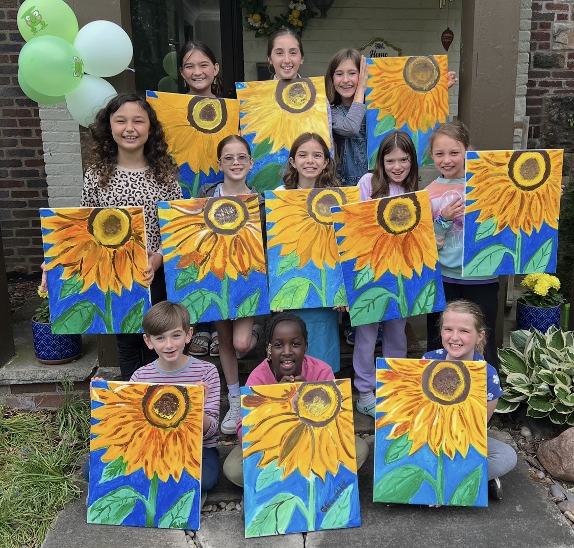 Sunflowers canvas painting design for a paint and sip party in Cleveland