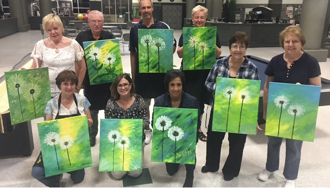 Blow Flowers canvas painting design for a paint and sip party in Cleveland