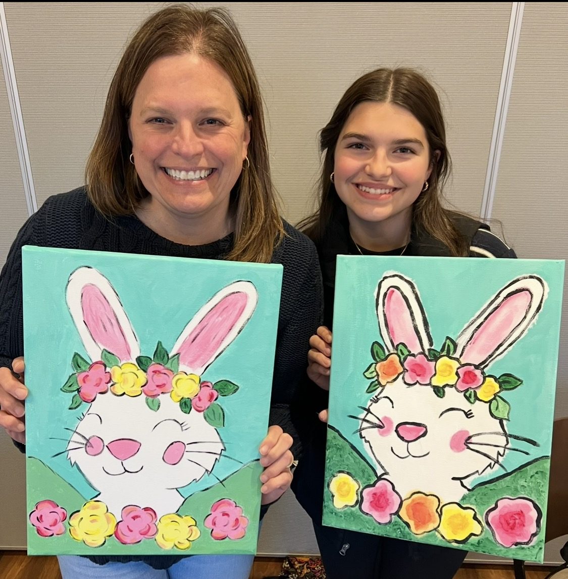 Guests at an Artist at Heart paint and sip party in Cleveland