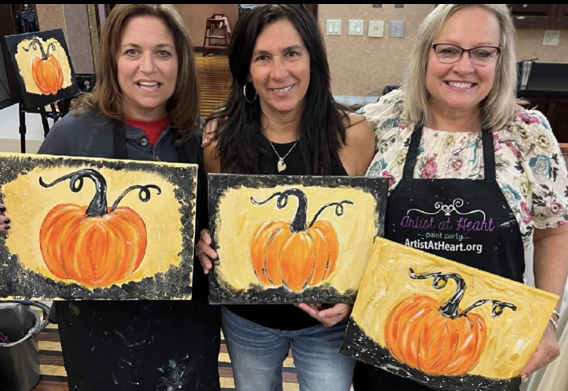 Pumpkin canvas painting design for a paint and sip party in Cleveland