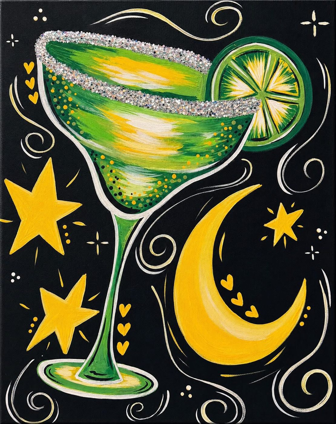 Margarita canvas painting design for a paint and sip party in Cleveland