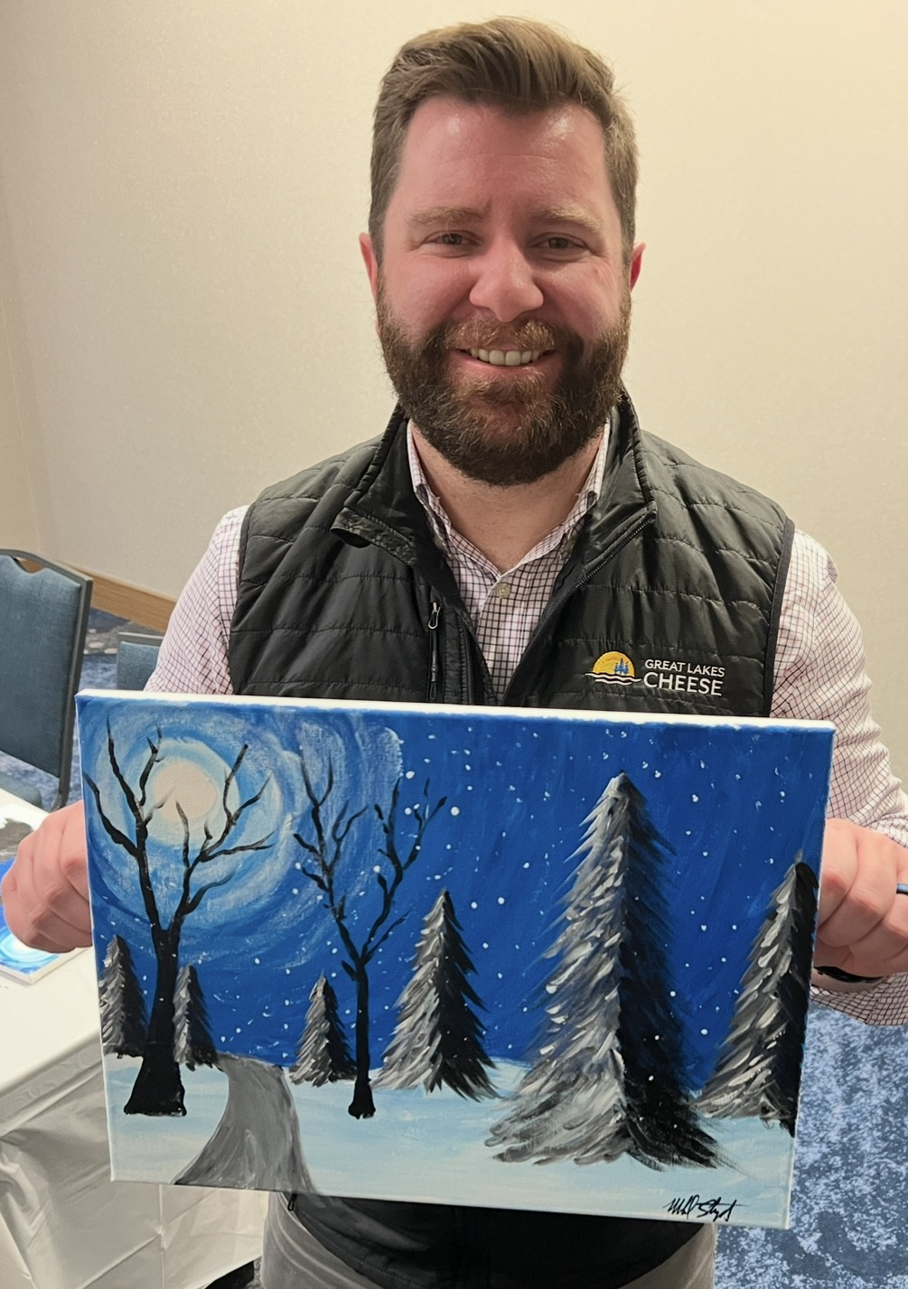 Winter Landscape canvas painting design for a paint and sip party in Cleveland