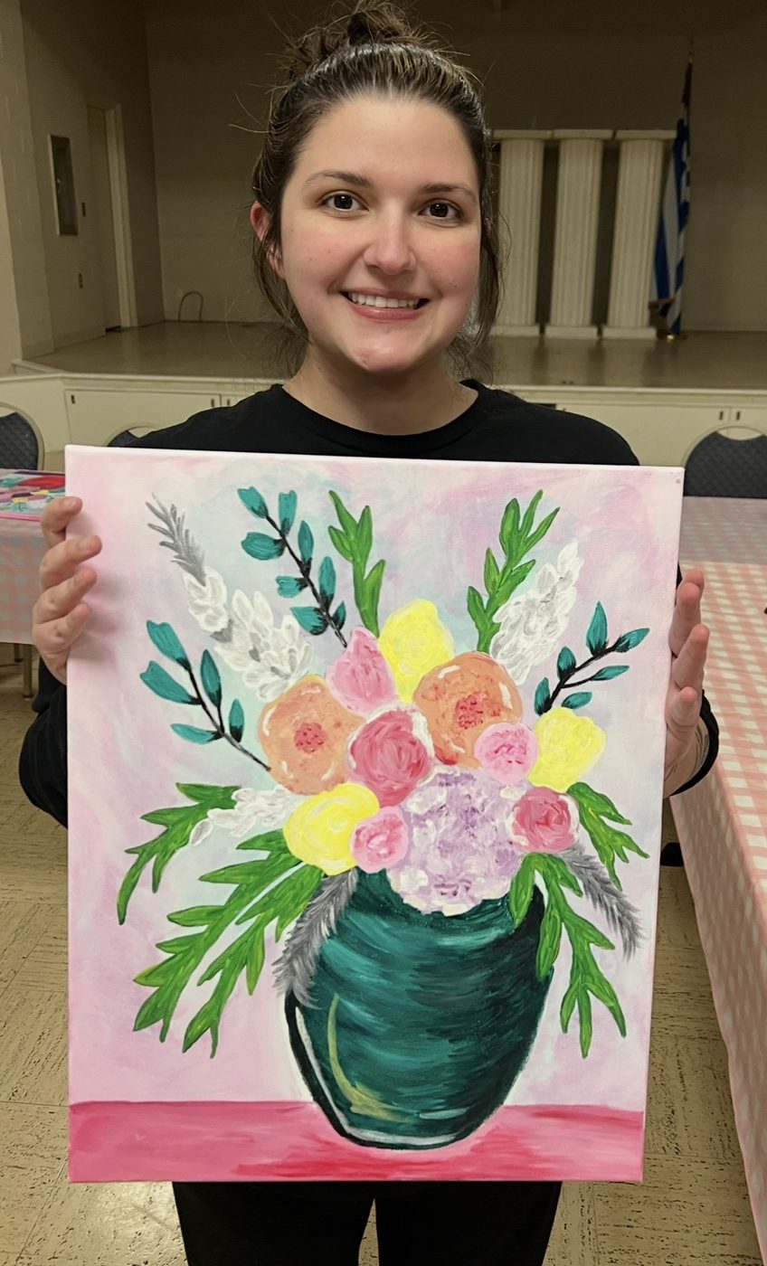 Guests at an Artist at Heart paint and sip party in Cleveland