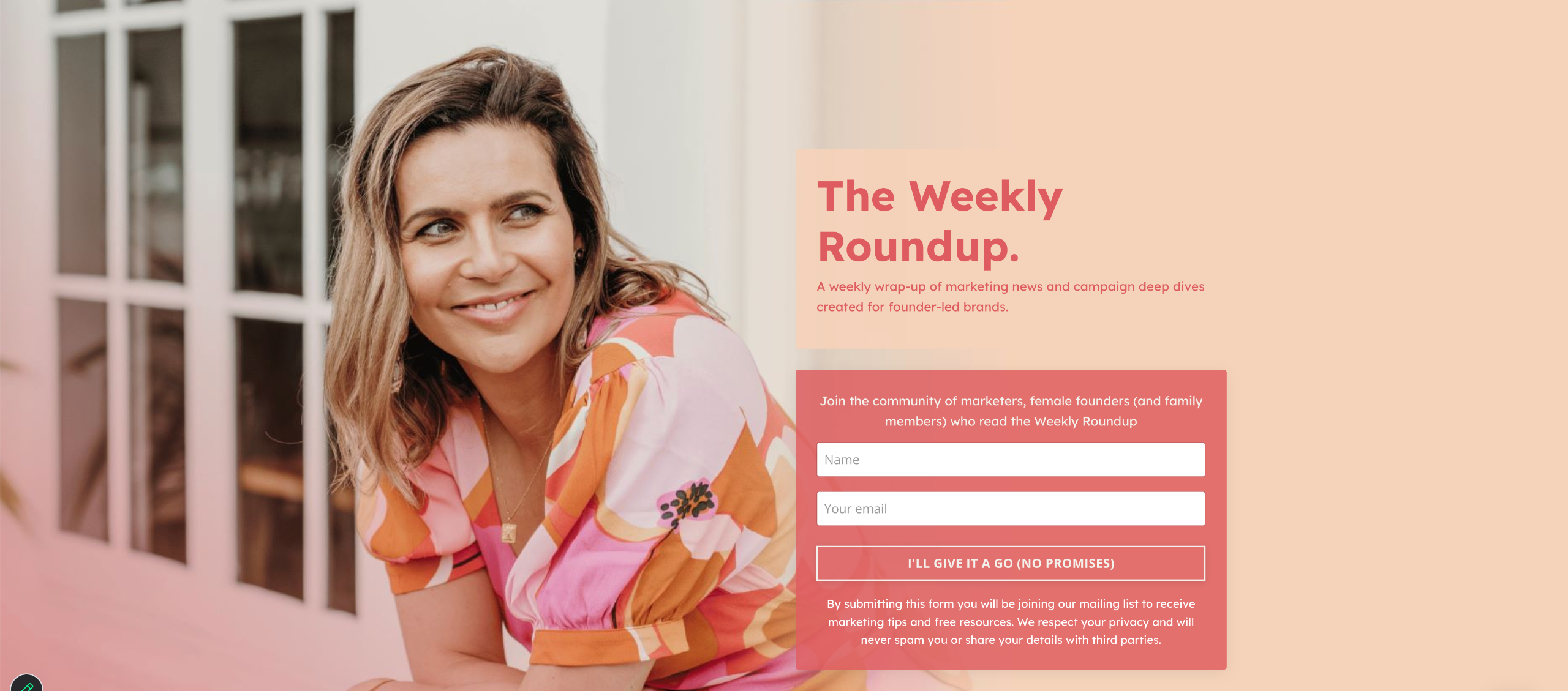 Sign up form for The Weekly Roundup by Campaign Del Mar