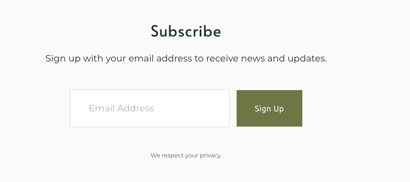 A generic sign up form for a newsletter.