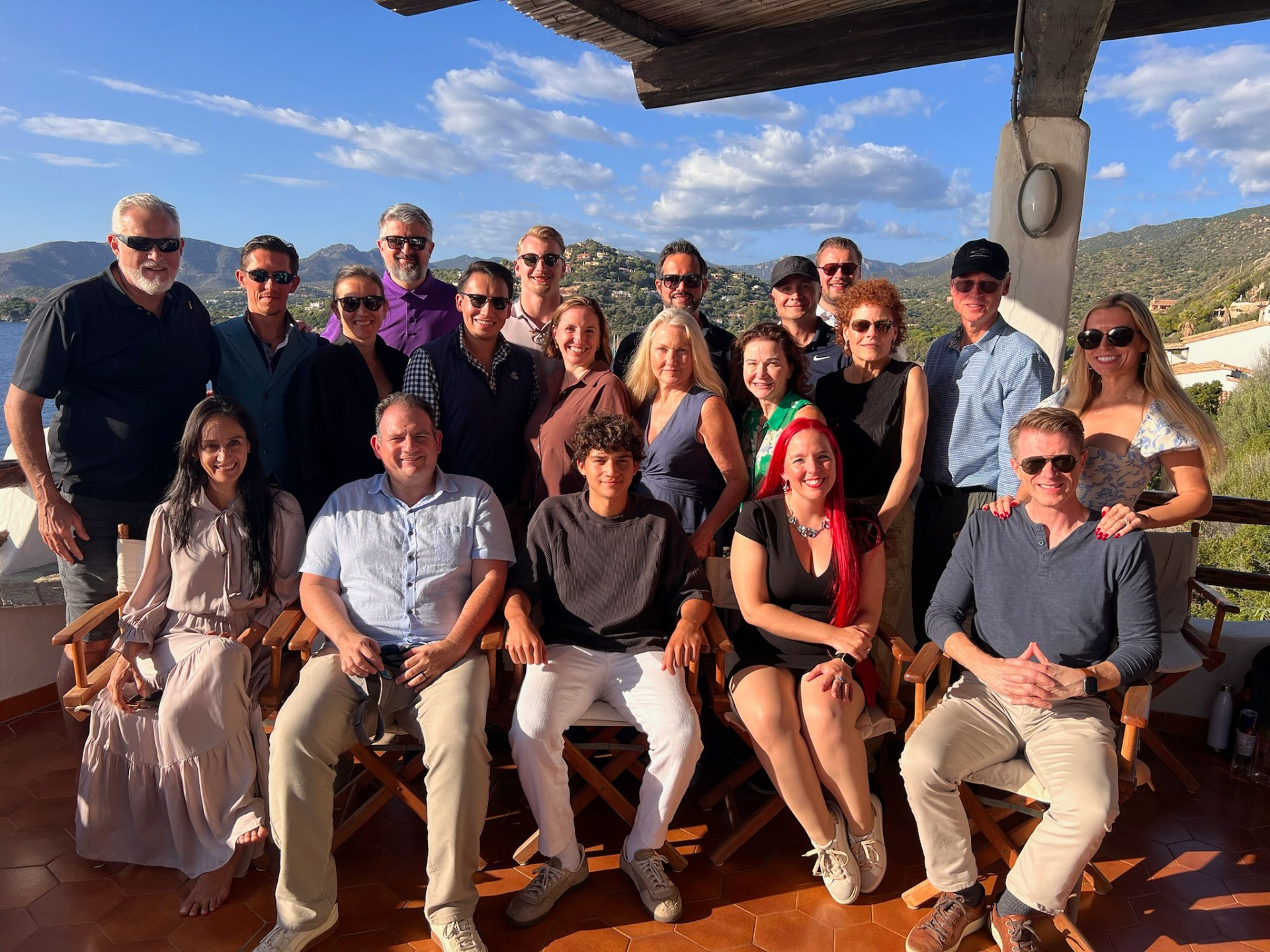 Business owners working together during a strategic mastermind in Sardinia