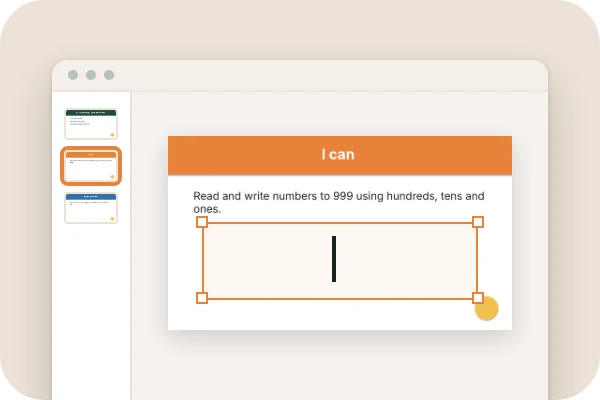 A lesson slide open in a slide editor