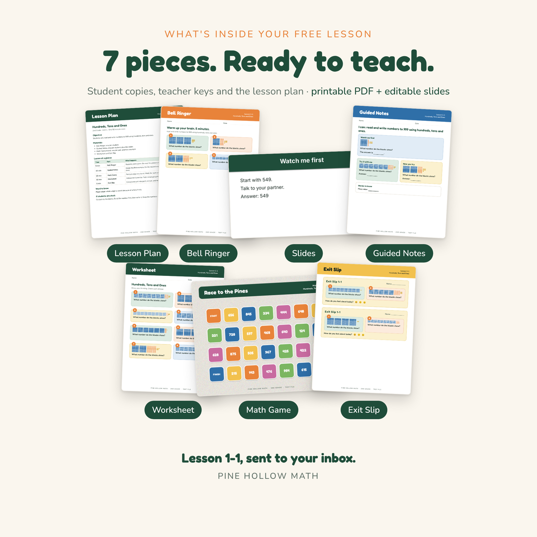 Pages from the free place value lesson