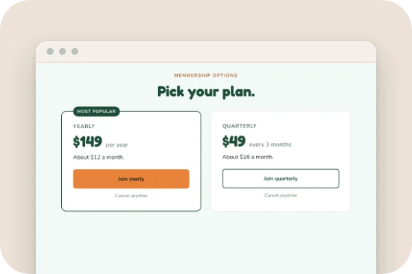 The yearly and quarterly plans side by side