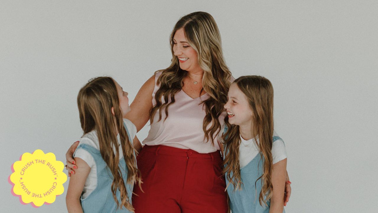 business strategist for female entrepreneurs Holly Haynes with twin daughters