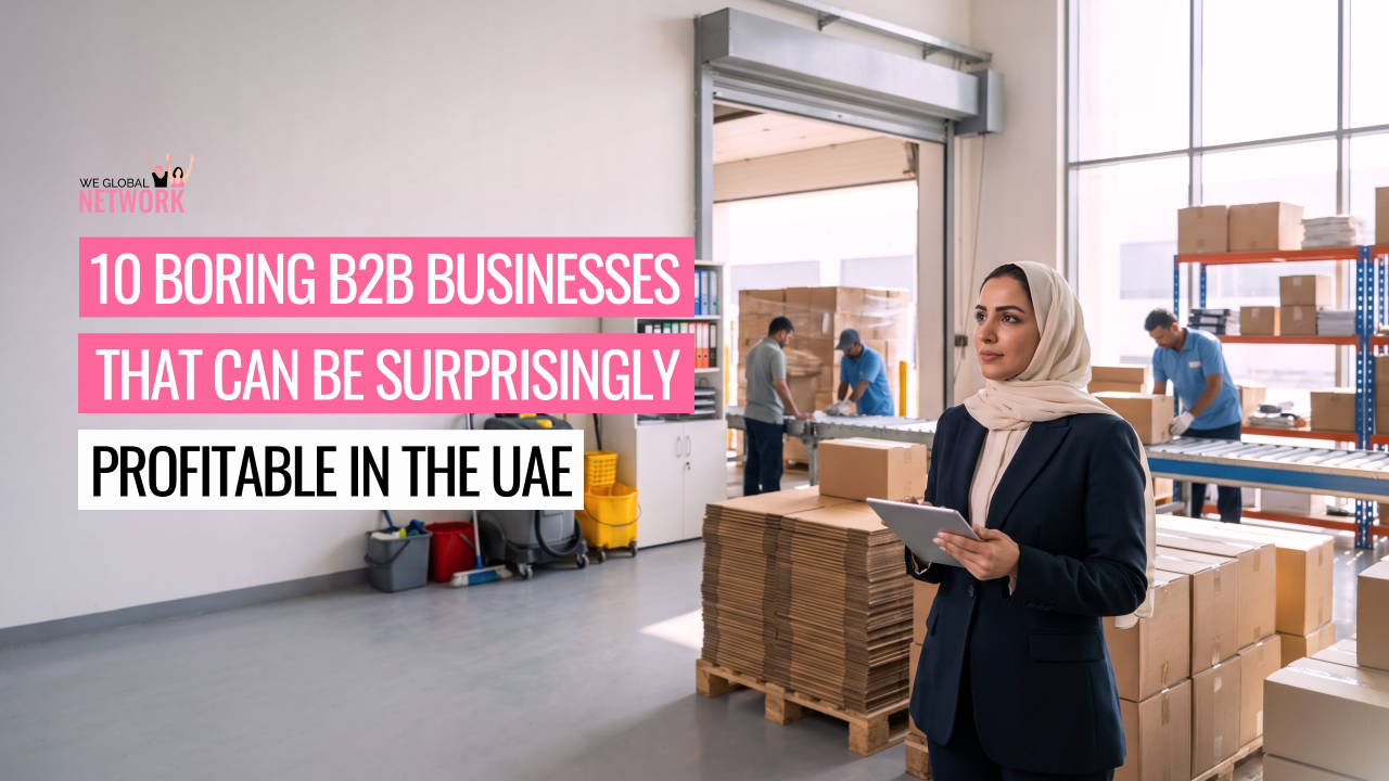 B2B business opportunities in the UAE including commercial cleaning, HVAC maintenance, uniform supply, printing and equipment rental