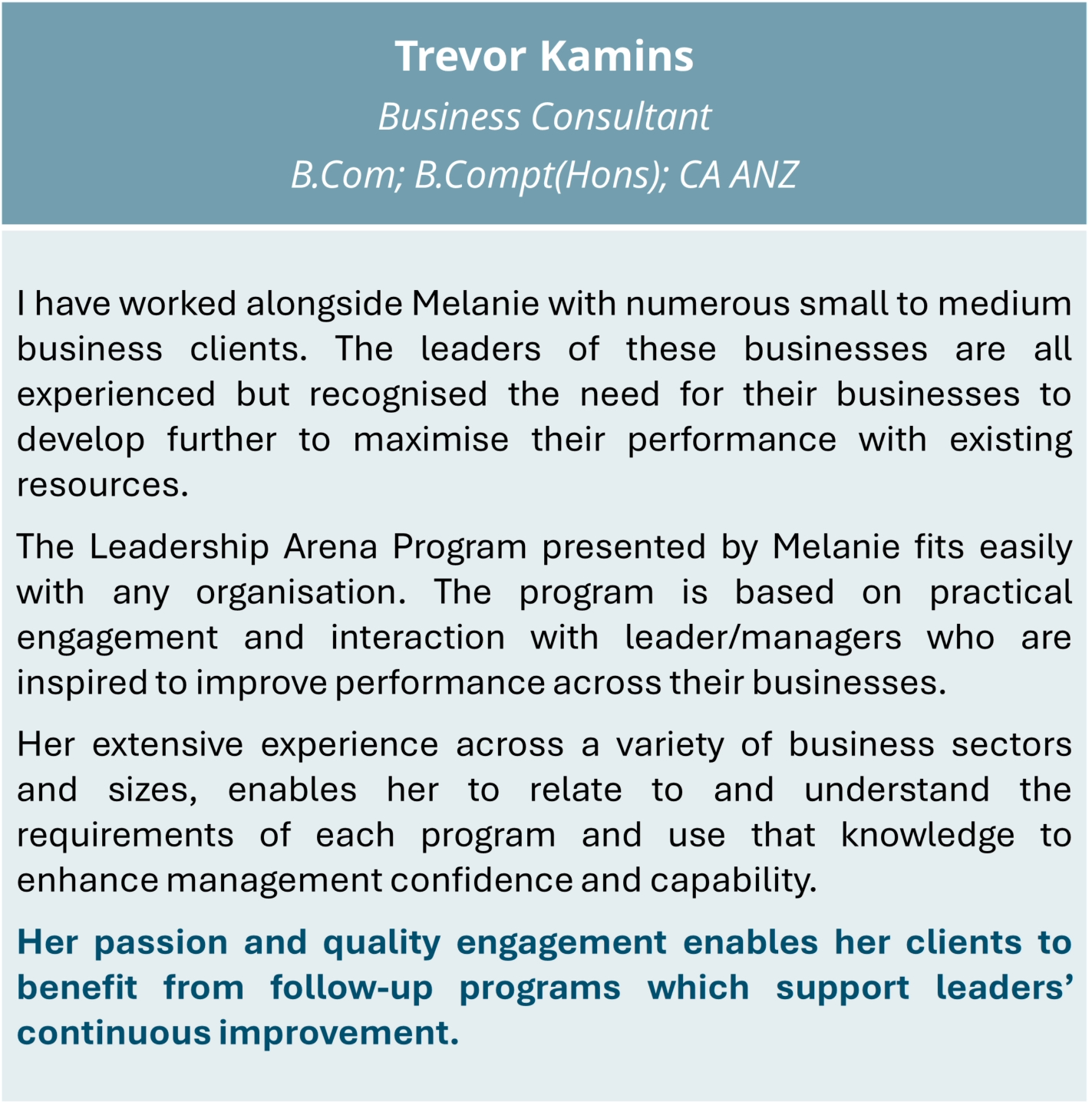 Trevor Kamins Testimonial