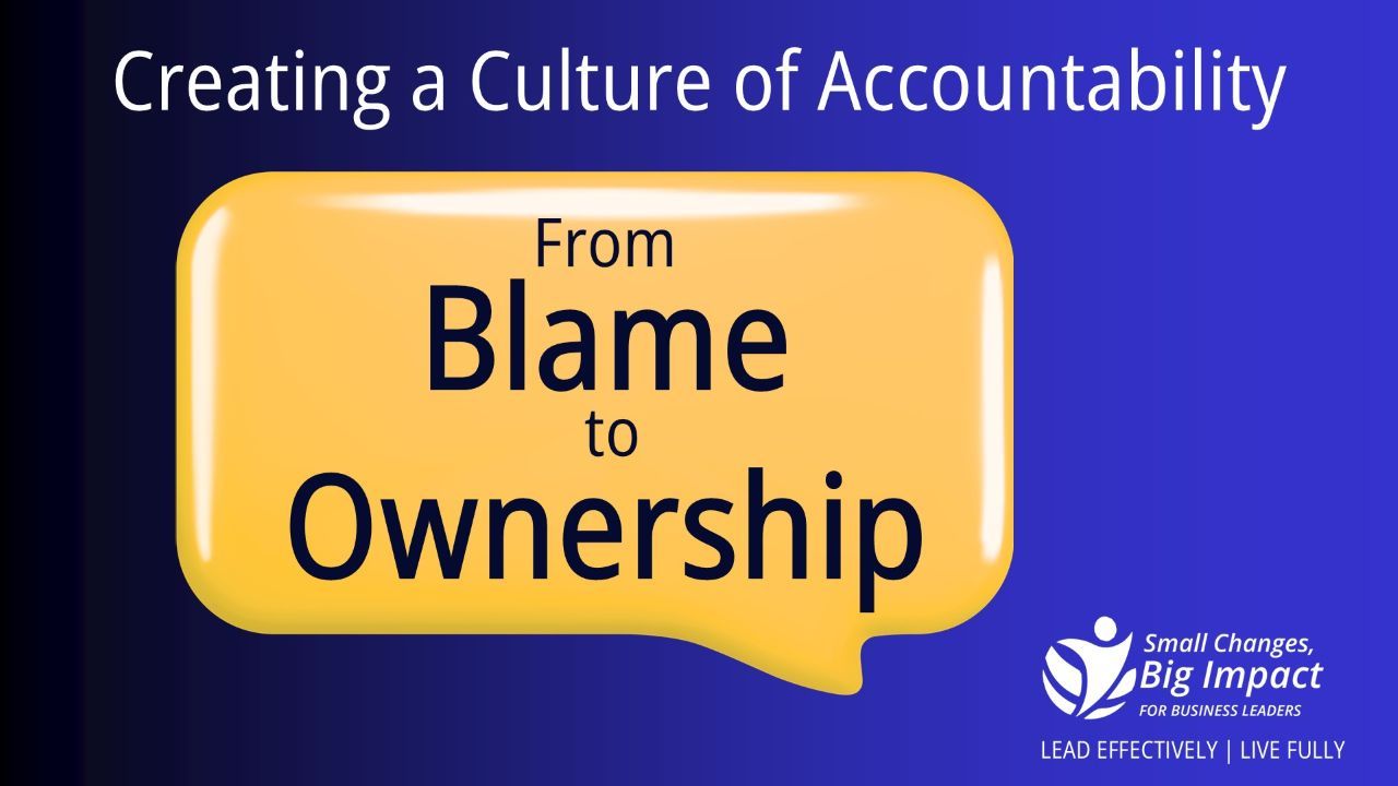 Speech bubble with title text - From Blame to Ownership