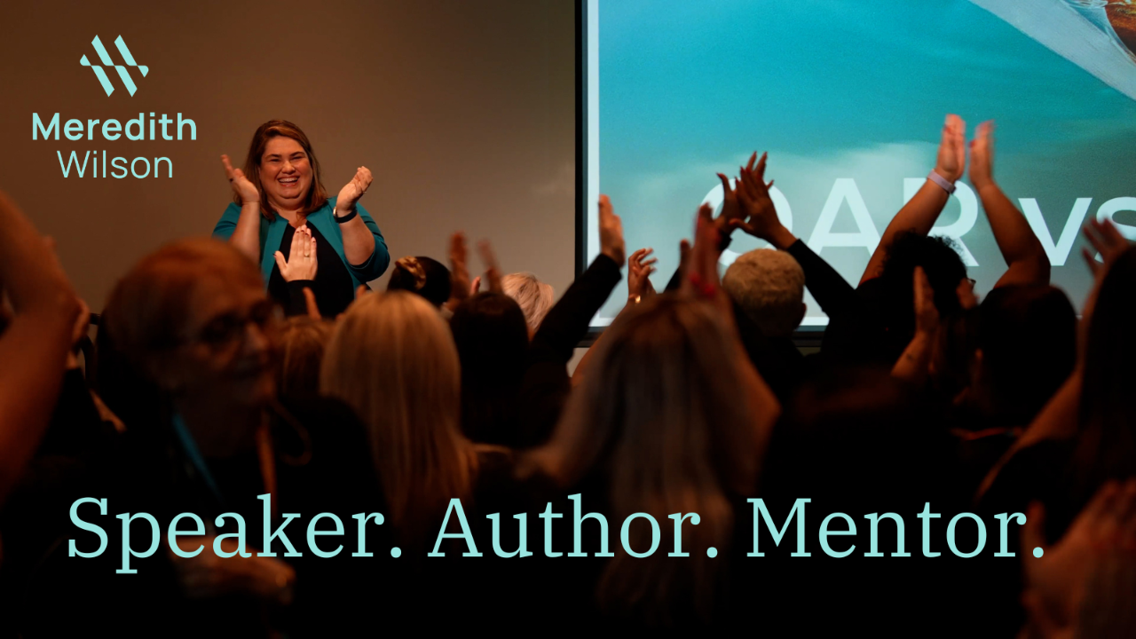 Meredith Wilson delivering a leadership keynote