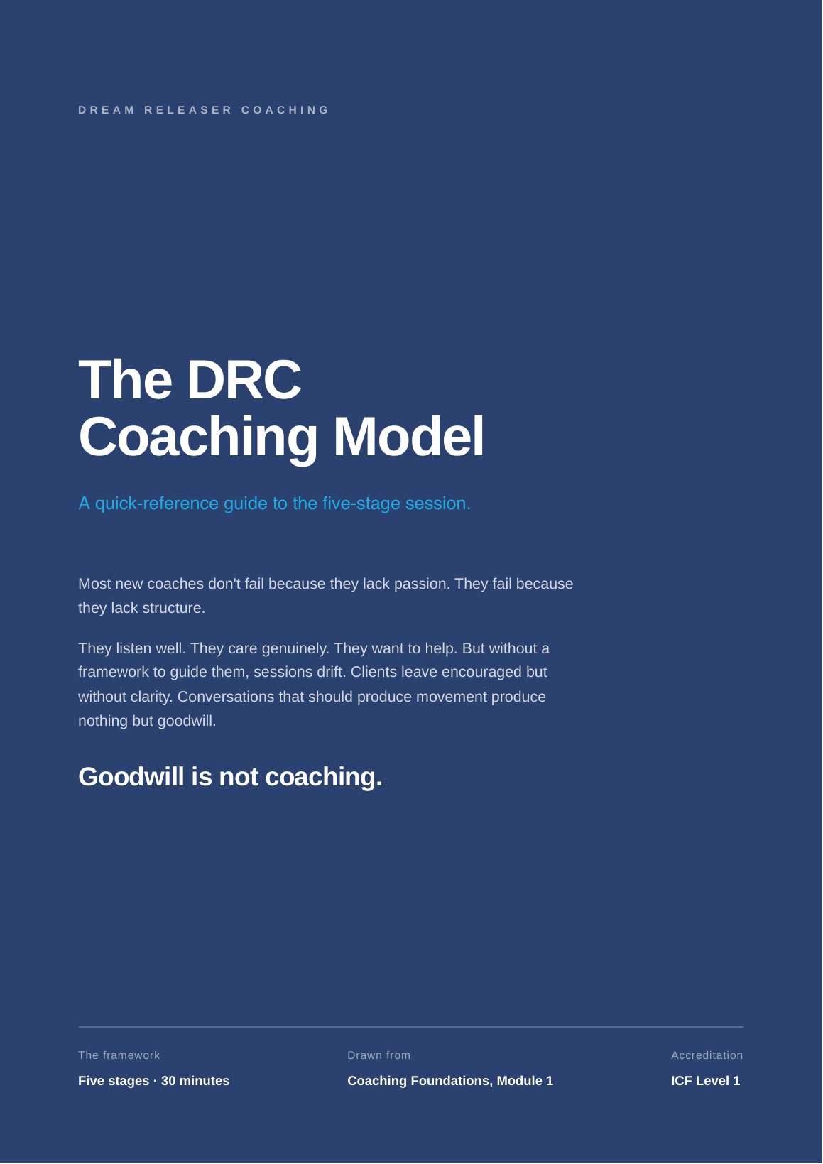 Cover of the DRC Coaching Model quick-reference guide