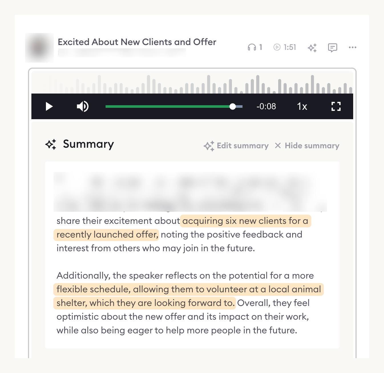 Fast Track client voice note: six new clients for a recently launched offer and a more flexible schedule