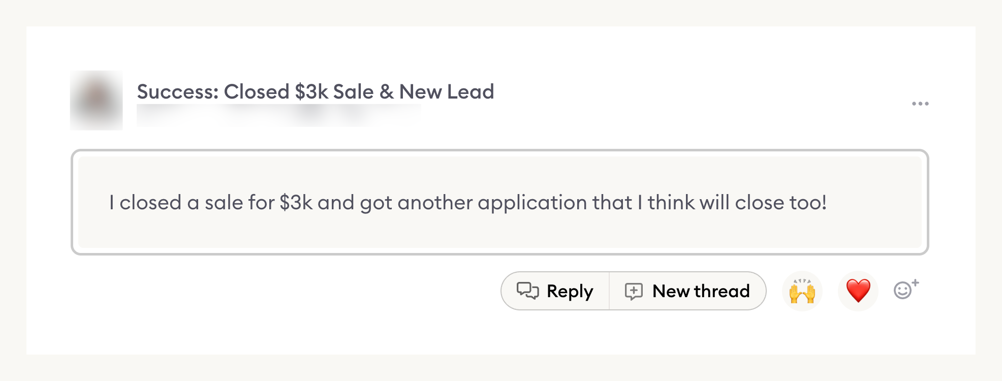 Fast Track client: closed a $3k sale and got another application