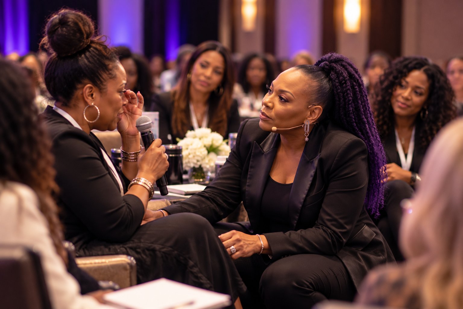 Shameca Tankerson working with a client in the room