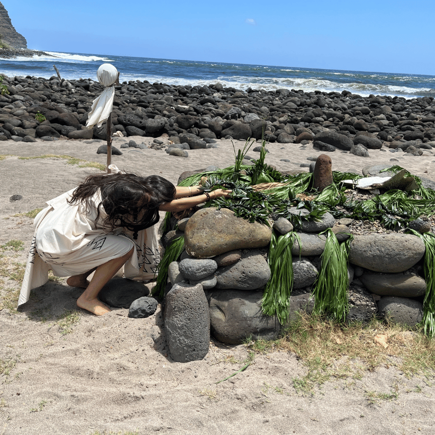 Ceremony in Halawa Valley, Molokai.