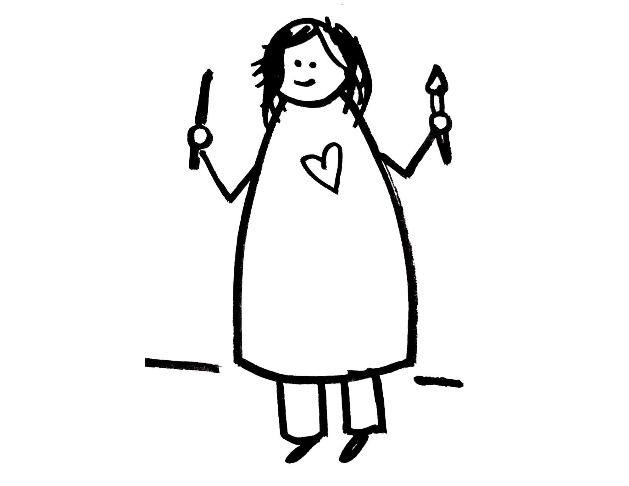Lea’s simple drawing of a figure holding two paintbrushes
