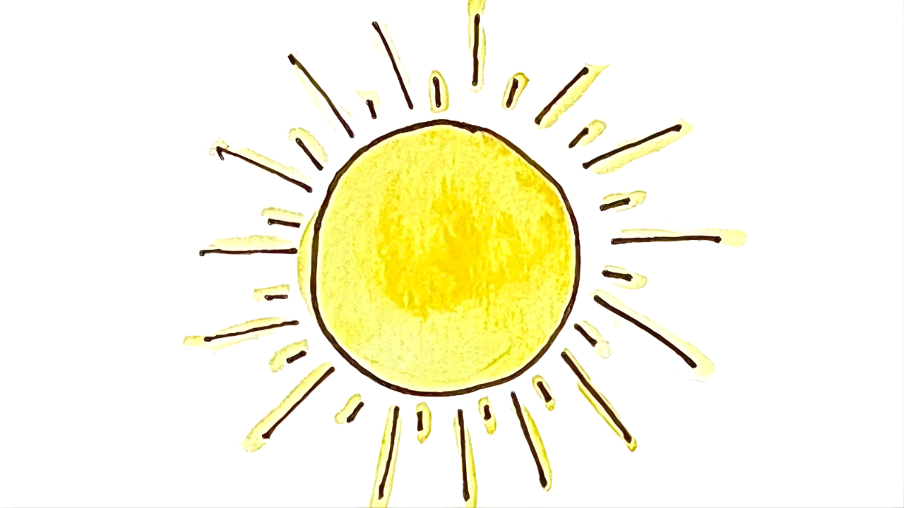 Watercolor sun symbolizing wholeness, hope, and our connection to the universe.