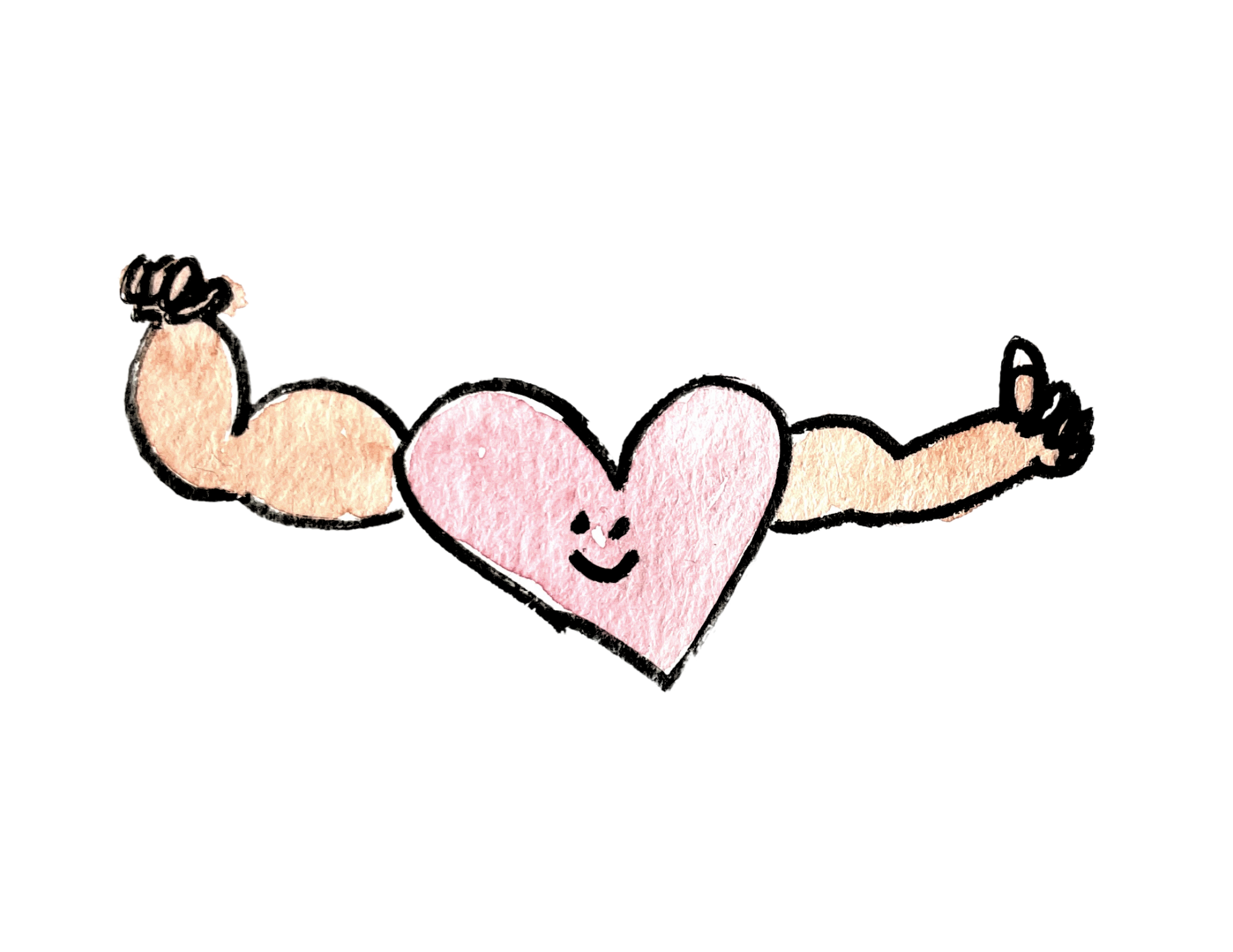 Lea’s drawing of a smiling heart with strong arms