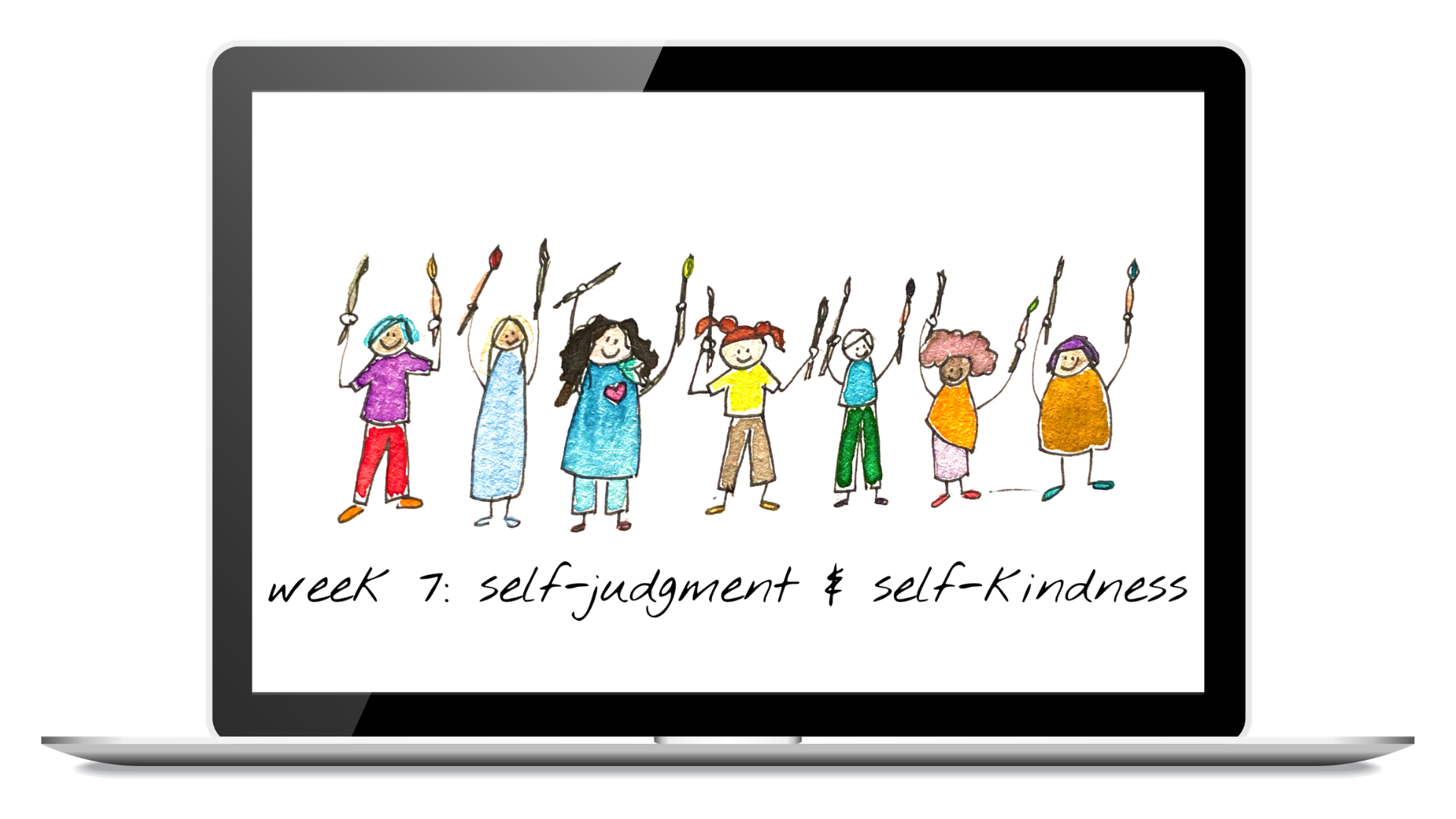 Everyday Self-Compassion Week 7 class shown on a laptop