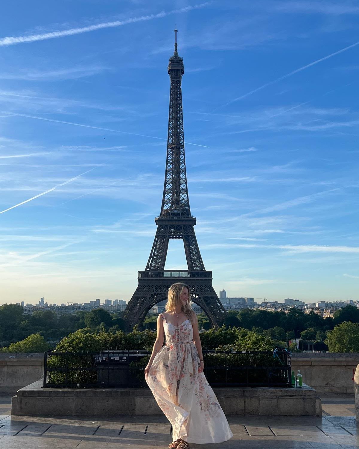 Kate Harlow in Paris by the Eiffel Tower