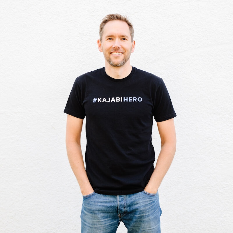 JD in a kajabi t-shirt 