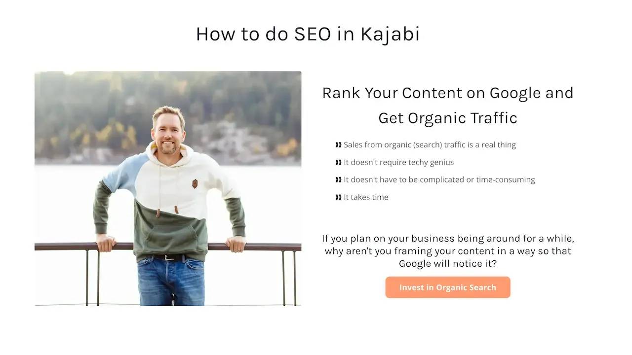 Screen shot of Kajabi SEO Sales Page