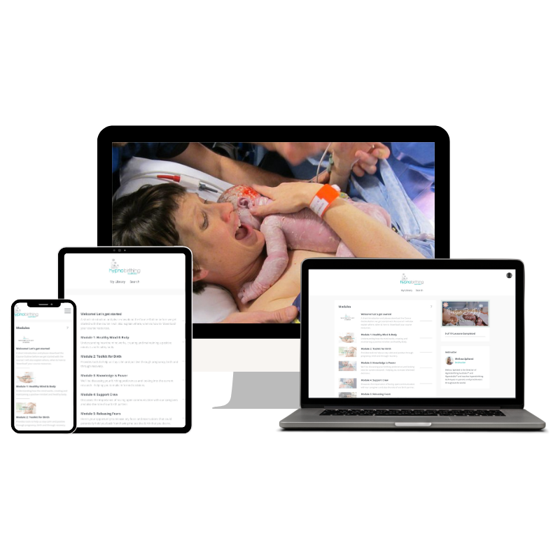 Hypnobirthing Australia™ Positive Caesarean Birth Program Online Course accessible via phone, tablet, laptop & computer