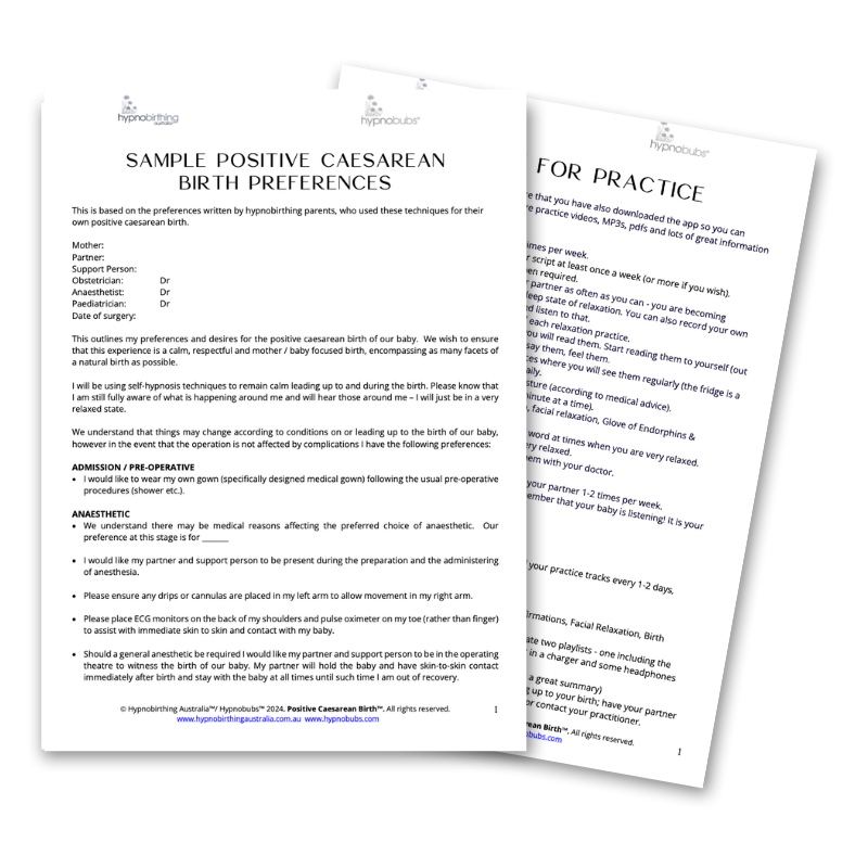 Positive Caesarean Birth Program PDF Resources & Worksheets
