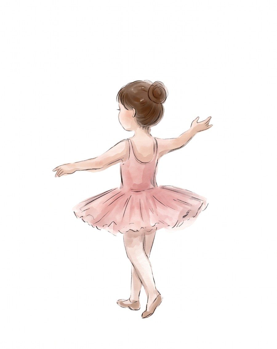 Watercolour of a little girl in a pink tutu