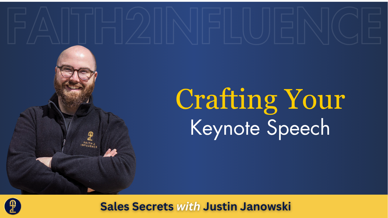 picture of Justin with the words "Crafting your keynote speech"